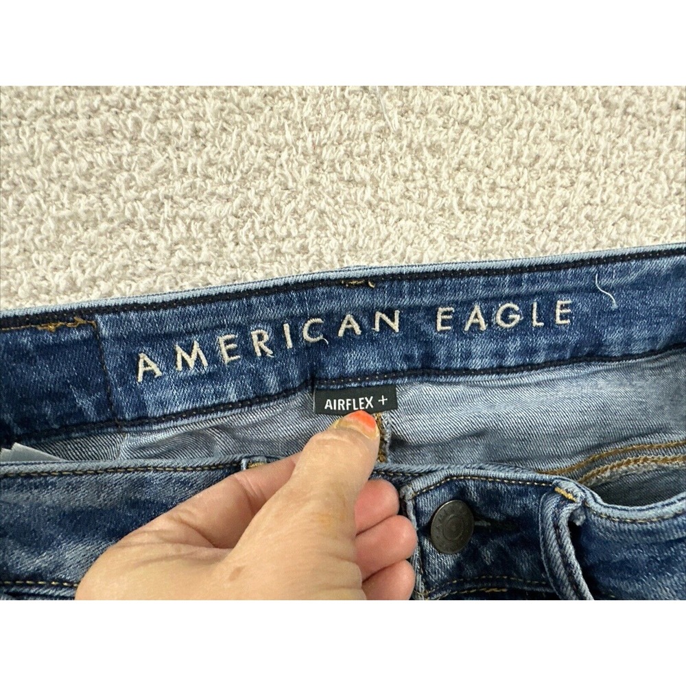 American Eagle Jeans Men 29x34 (28x32) Blue Athletic Skinny Distressed Whiskers - Picture 3 of 14